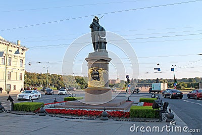 Monument to Suvorov in the guise of the god of war Mars. St. Petersburg. Editorial Stock Photo